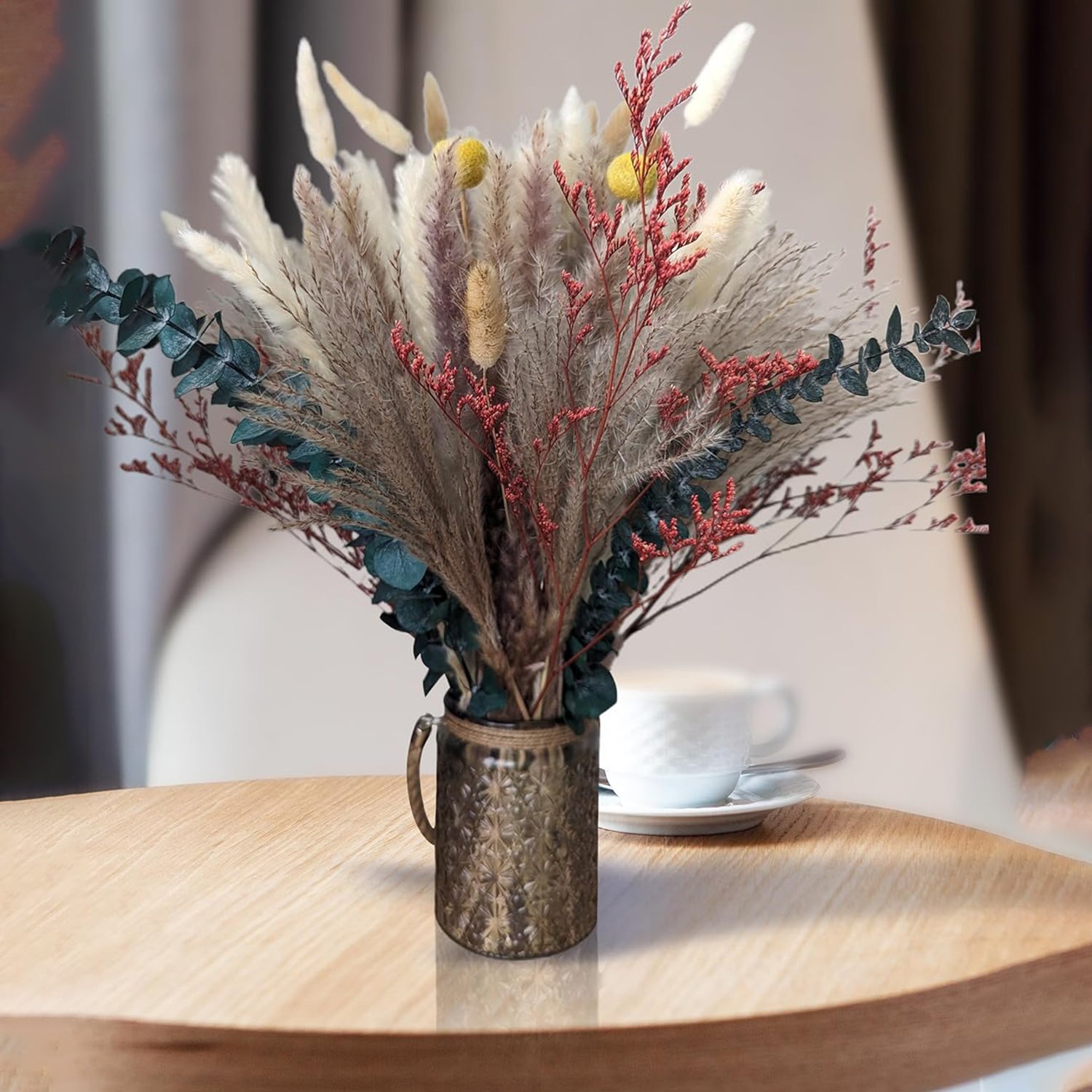 Flowers Orange Pampas Grass Fall Decor Fluffy Dried Flower Bouquet Dry Pompas Fall Decorations