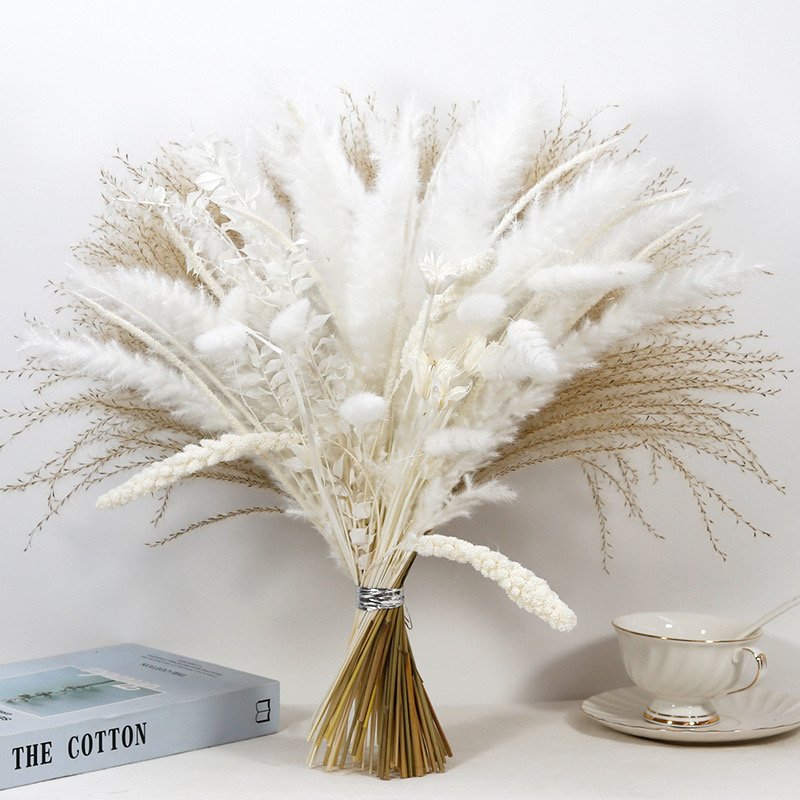 Wholesale Dried Flower Pampas Grass Mixed With Dried Flower Bouquet Eucalyptus Reed Dry Flower Bouquet Set VP-YNRS001