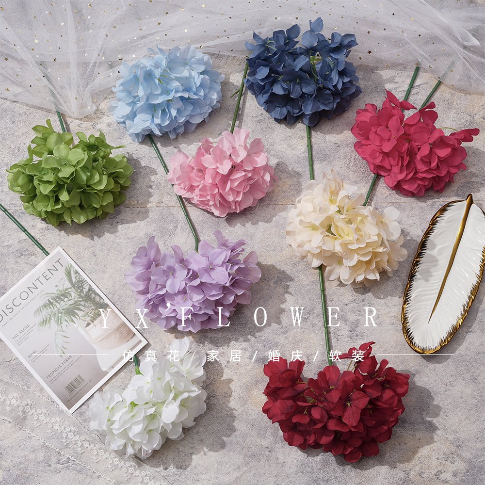 Spring wedding single dream hydrangea simulation flower Hotel restaurant road lead flower arrangement decoration silk flowers