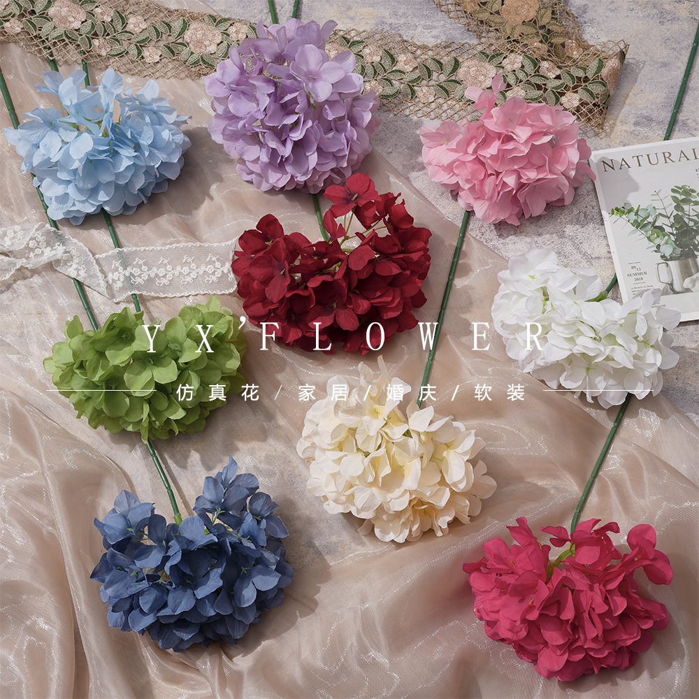 Spring wedding single dream hydrangea simulation flower Hotel restaurant road lead flower arrangement decoration silk flowers