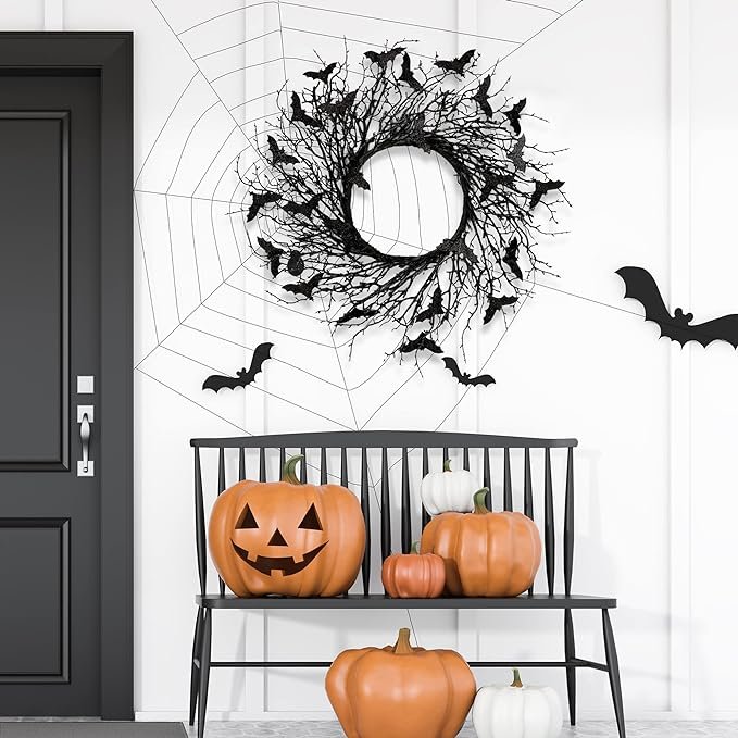 Halloween Dead Branch Garland Spooky Festival Decoration Light Up Black Branch Bat Garland