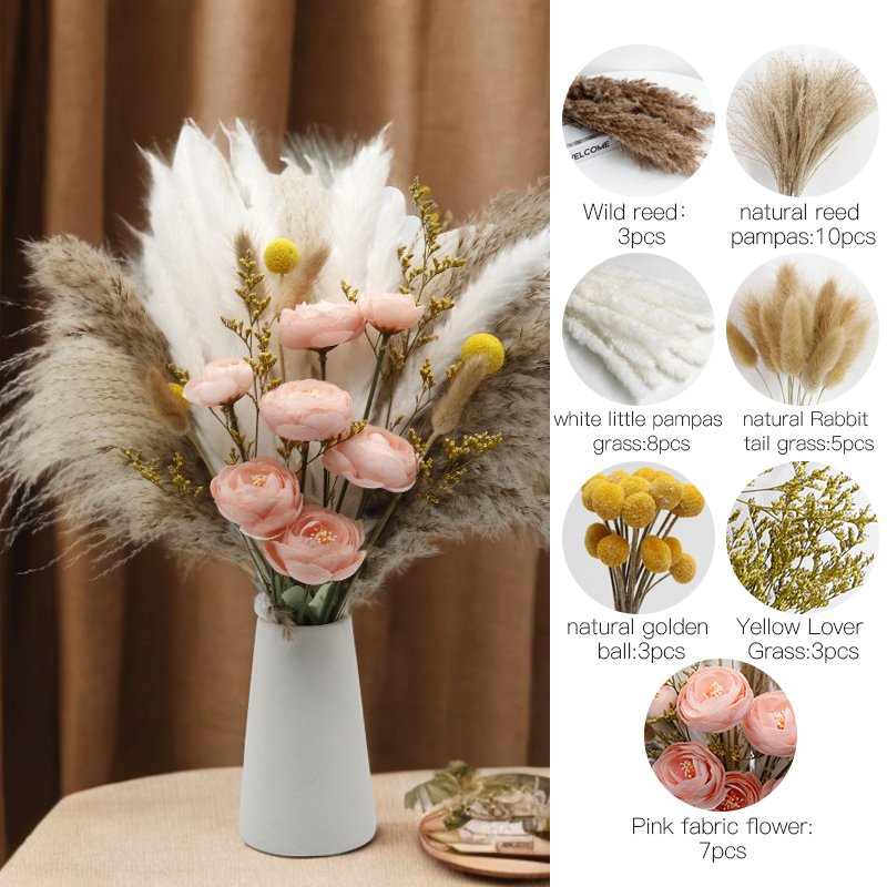 CH-121 Active Demand Natural Pampas Grass &Soap Flower Wedding Dried Flowers Bouquet for Decoration