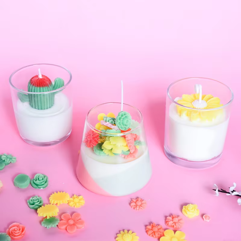 Wholesale Rose Dried Flower Jelly Candle Soy Wax Scented Candle Glass Scented Candle as Gift
