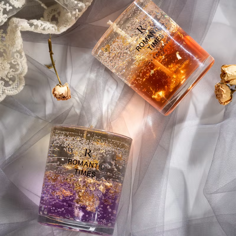 Wholesale Rose Dried Flower Jelly Candle Soy Wax Scented Candle Glass Scented Candle as Gift