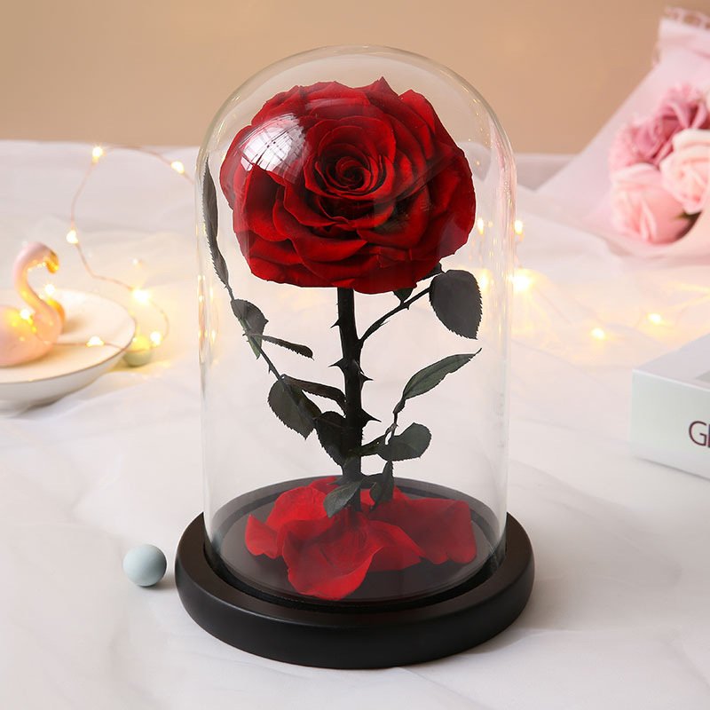 Wholesale Preserved Roses a Grade Glass Flowers with Gift Box for Valentine's Day Gifts Box Mother's Day Valentines Day 2pcs