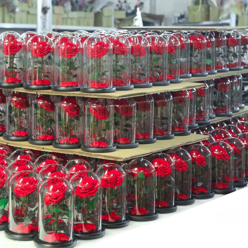 Wholesale Preserved Roses a Grade Glass Flowers with Gift Box for Valentine's Day Gifts Box Mother's Day Valentines Day 2pcs