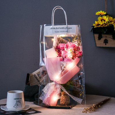 Dried Flowers Artificial Flowers Natural Gypsophila with Soap Rose Bouquets for Wedding Home DIY Decoration