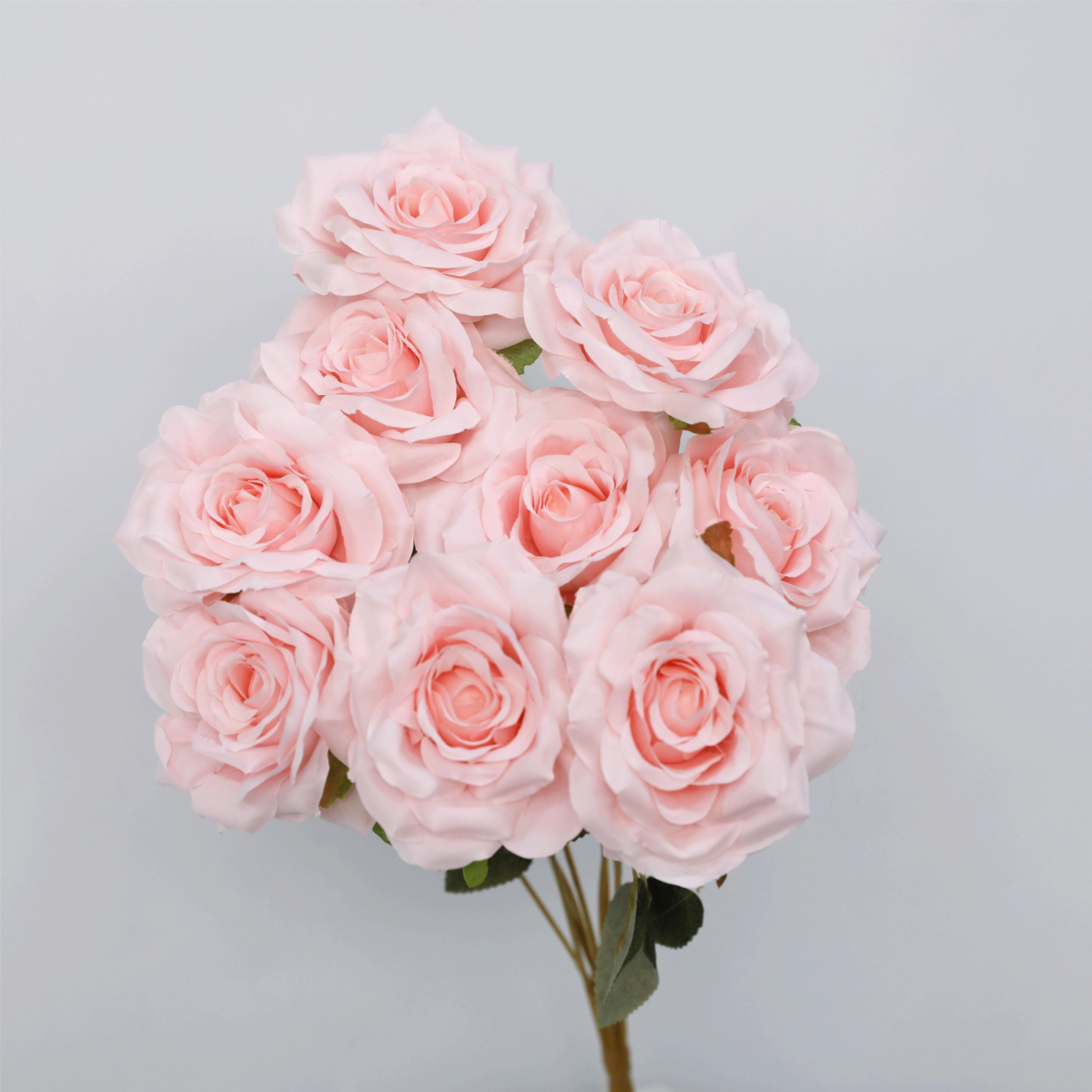 Hot Selling White 9 heads Rose Wholesale Price Artificial Flower Bouquet Silk Rose Wedding Decorative Bouquet