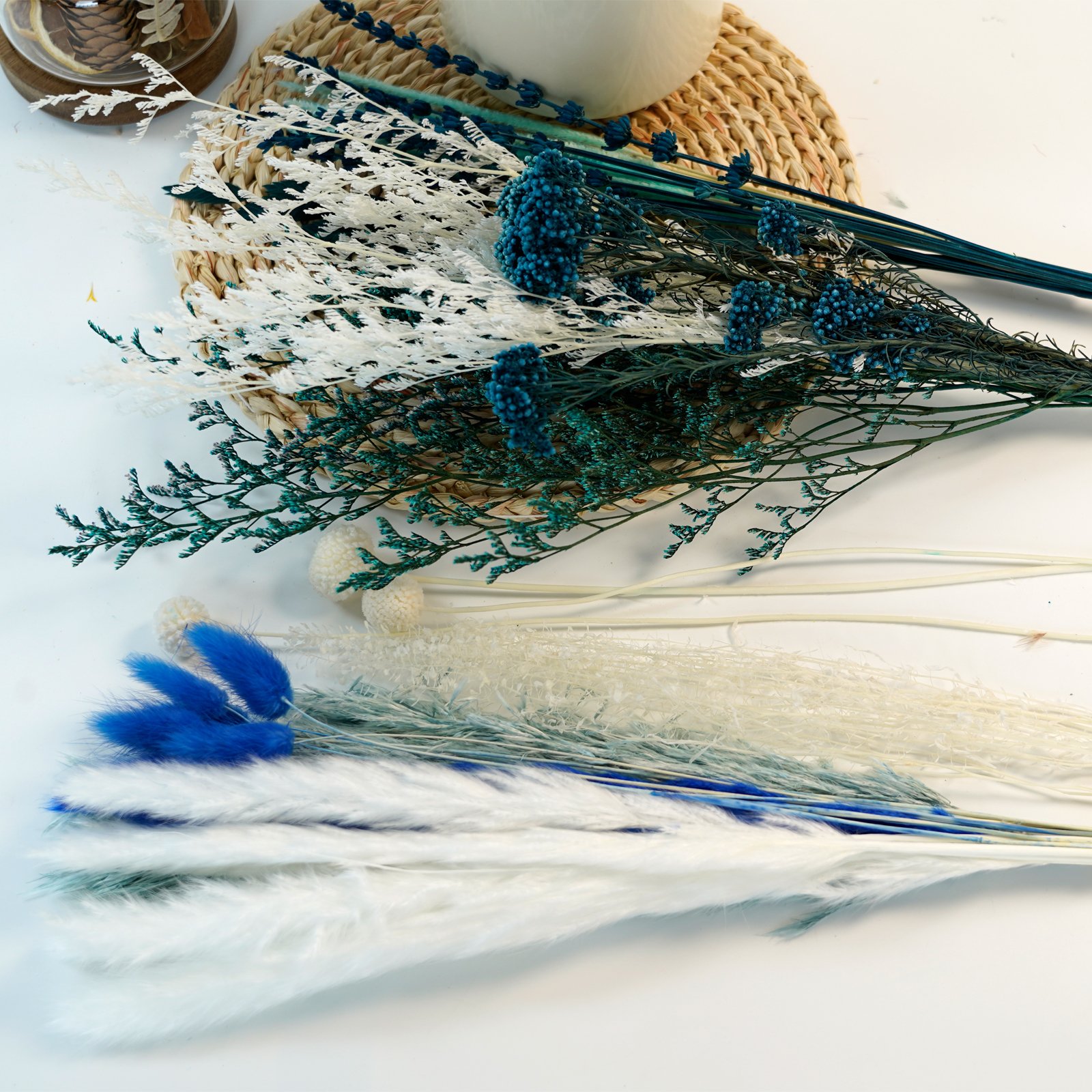 Natural Dried Pampas Grass Bouquet Lavender Decor Bohemian Style Family Wedding Country Farmhouse Decorated with Dried Flowers
