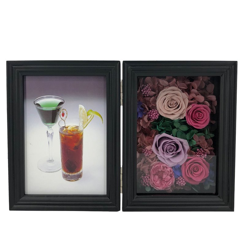 Photo Frame Dried Flower Black White Wooden Shadow Box Frame With Flowers Romantic Gift Flower Shadow Box Frame