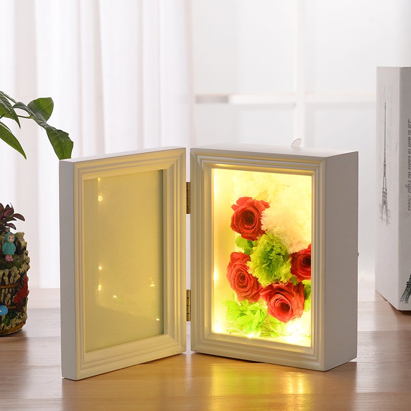 Photo Frame Dried Flower Black White Wooden Shadow Box Frame With Flowers Romantic Gift Flower Shadow Box Frame
