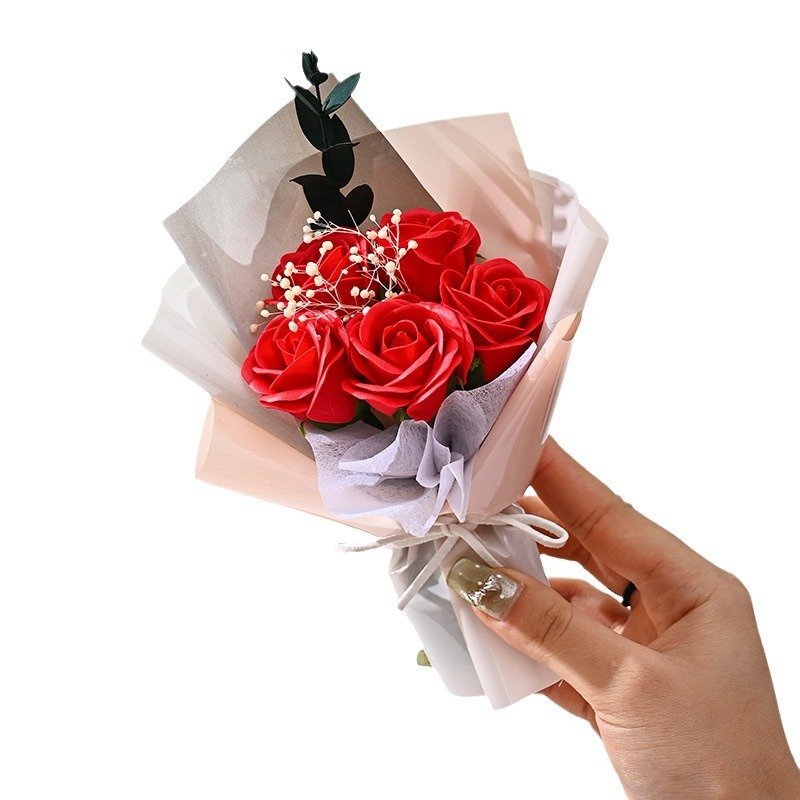 Christmas Mothers Day Gifts Mini Bouquet of Dried Flowers Soap Home Decor Wedding Silk Flower for Women Girls Dry Plants