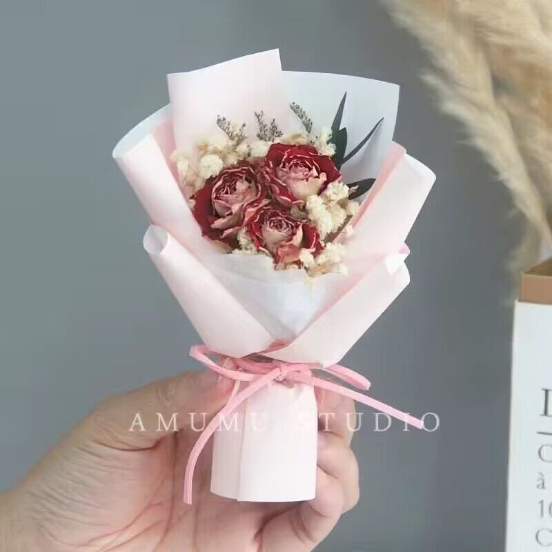Christmas Mothers Day Gifts Mini Bouquet of Dried Flowers Soap Home Decor Wedding Silk Flower for Women Girls Dry Plants