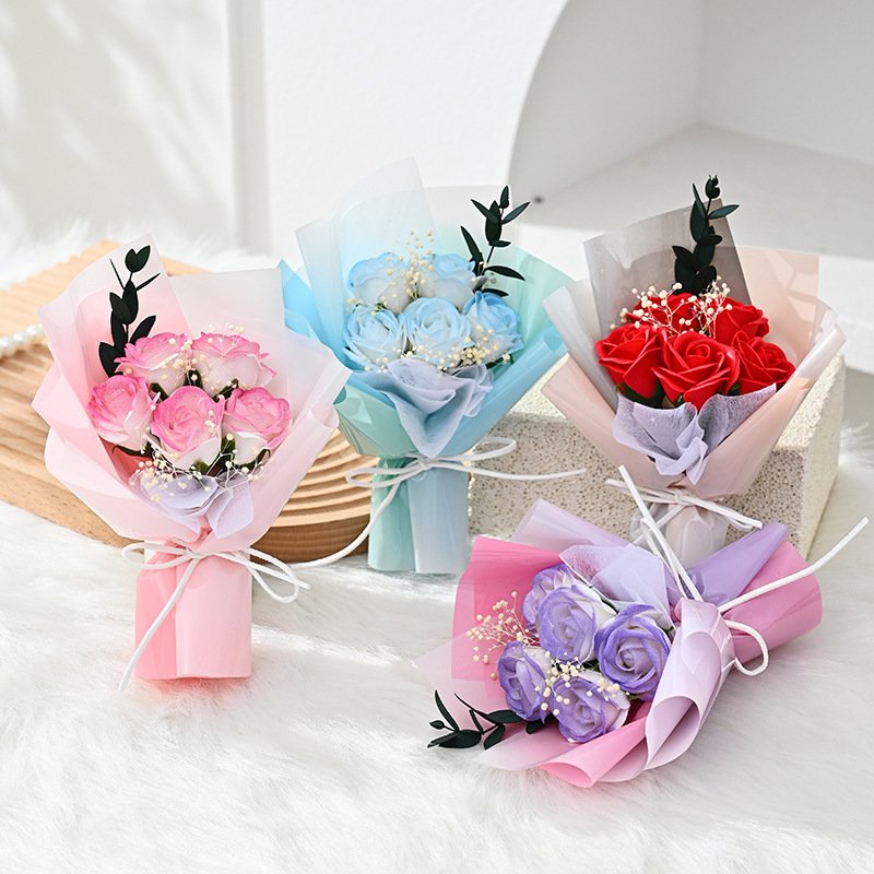 Christmas Mothers Day Gifts Mini Bouquet of Dried Flowers Soap Home Decor Wedding Silk Flower for Women Girls Dry Plants