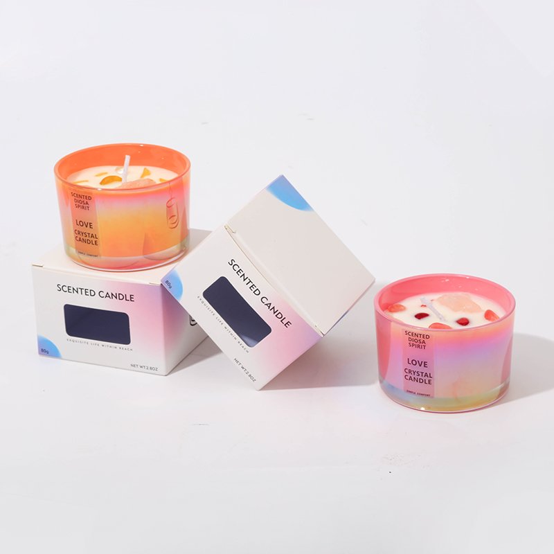 Crystal Stone Dried Flower Colorful Candle Cup Scented Candle Soy Wax Aromatherapy Candles Holiday Wedding Birthday Party Decor