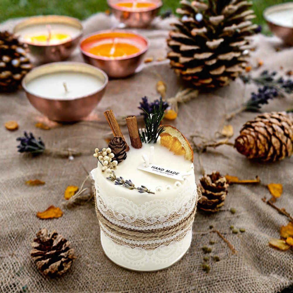 Hot Selling New style Handmade pillared candle Dried Flowers Floral Scented Candle for Decoration