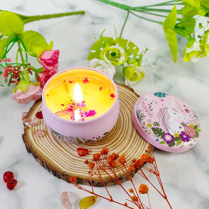 Free Sample wedding birthday gift box tinplate jar custom aromatherapy luxury fragrance dried flowers scented candle fragrance