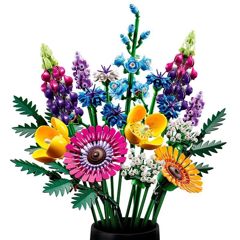 Bunga Icons Flower Bouquet Building Set Artificial Flowers with Roses Mother's Day Decoration Botanical Collection
