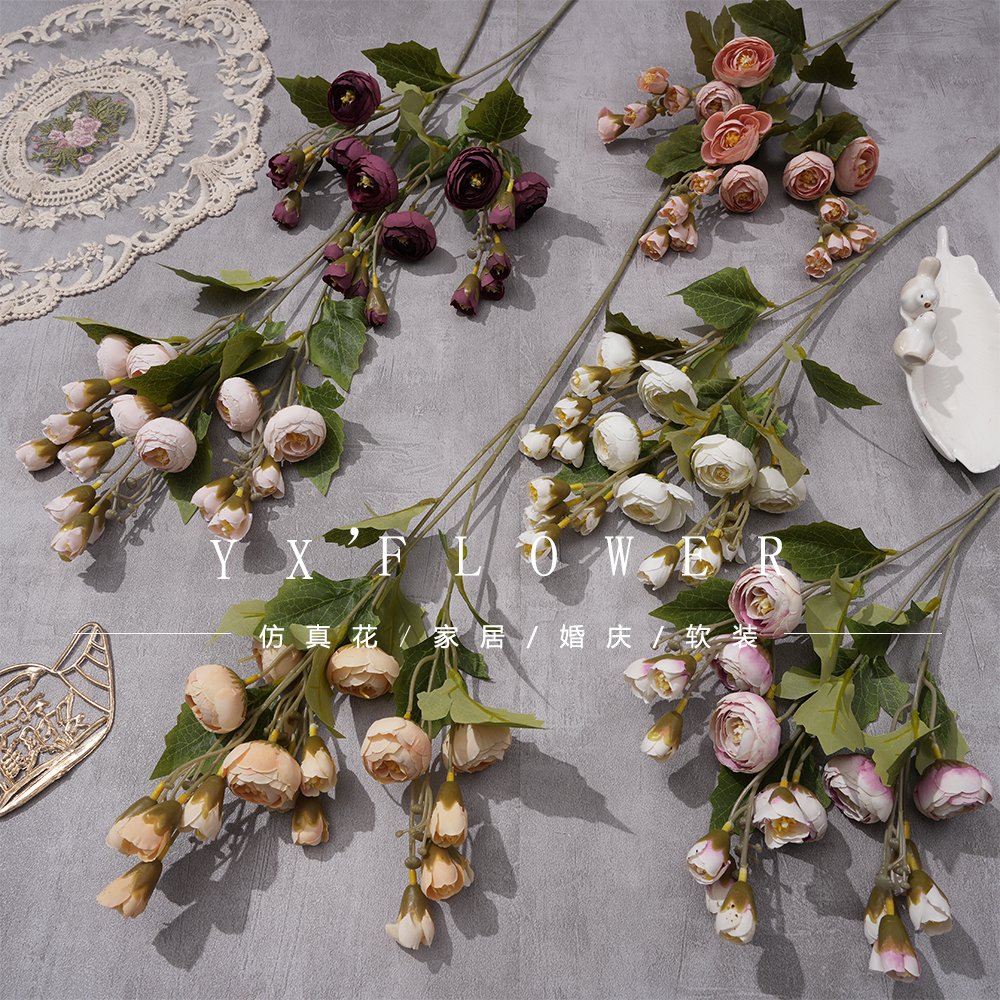 18 head tea rose artificial flower decoration wedding multi-head dried flower home living room decorative flower wholesale