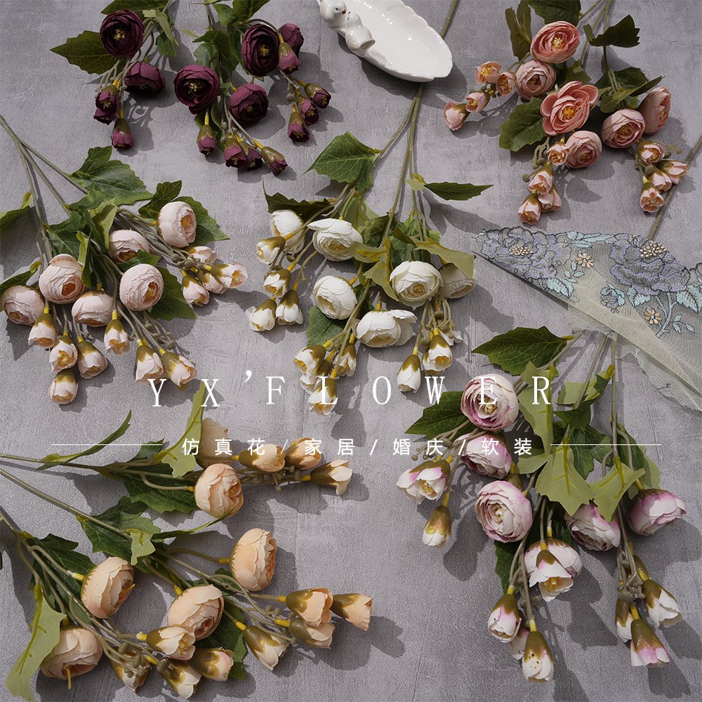 18 head tea rose artificial flower decoration wedding multi-head dried flower home living room decorative flower wholesale