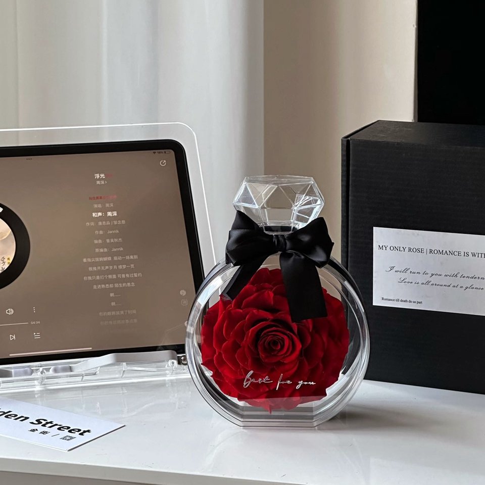 Manufacturer Wholesale Natural Real Forever Everlasting Dried Immortal Eternal Big Single Rose Preserved Flower Gift Box