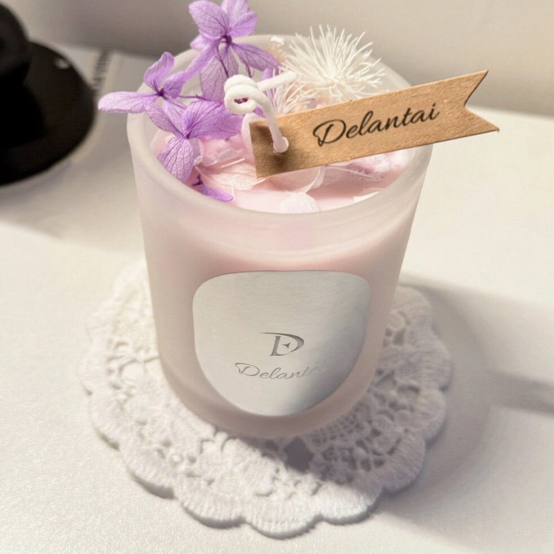 Wholesale Luxury Soy Wax Aromatic Candle Wedding Decor Birthday Gift Healing Crystal Spiritual Scented Candle with Dried Flowers