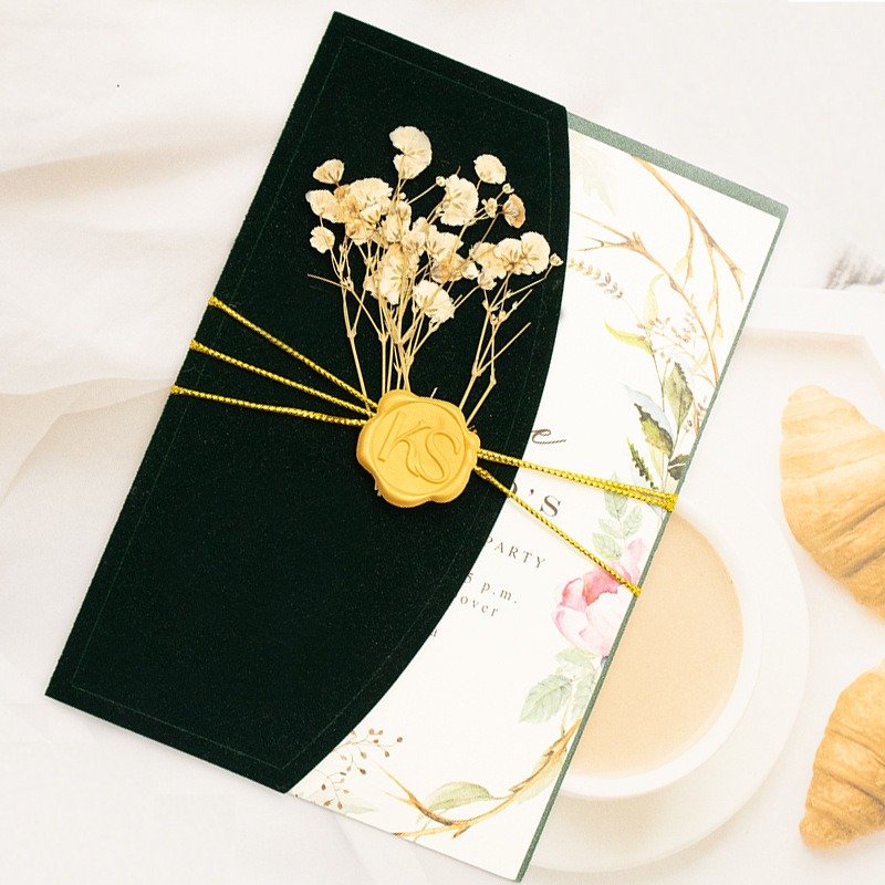 Civi Customized Acrylic Velvet Wedding Invitation Card Wedding Anniversary Dried Flower Greeting Card