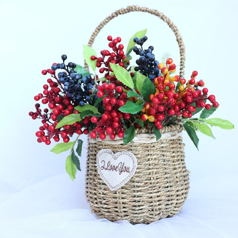 Christmas Ornaments Artificial Berry Pick Spray with Leaves Artificial Berries Home Decoration Simulation Flower