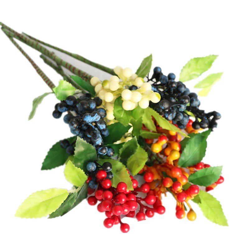 Christmas Ornaments Artificial Berry Pick Spray with Leaves Artificial Berries Home Decoration Simulation Flower