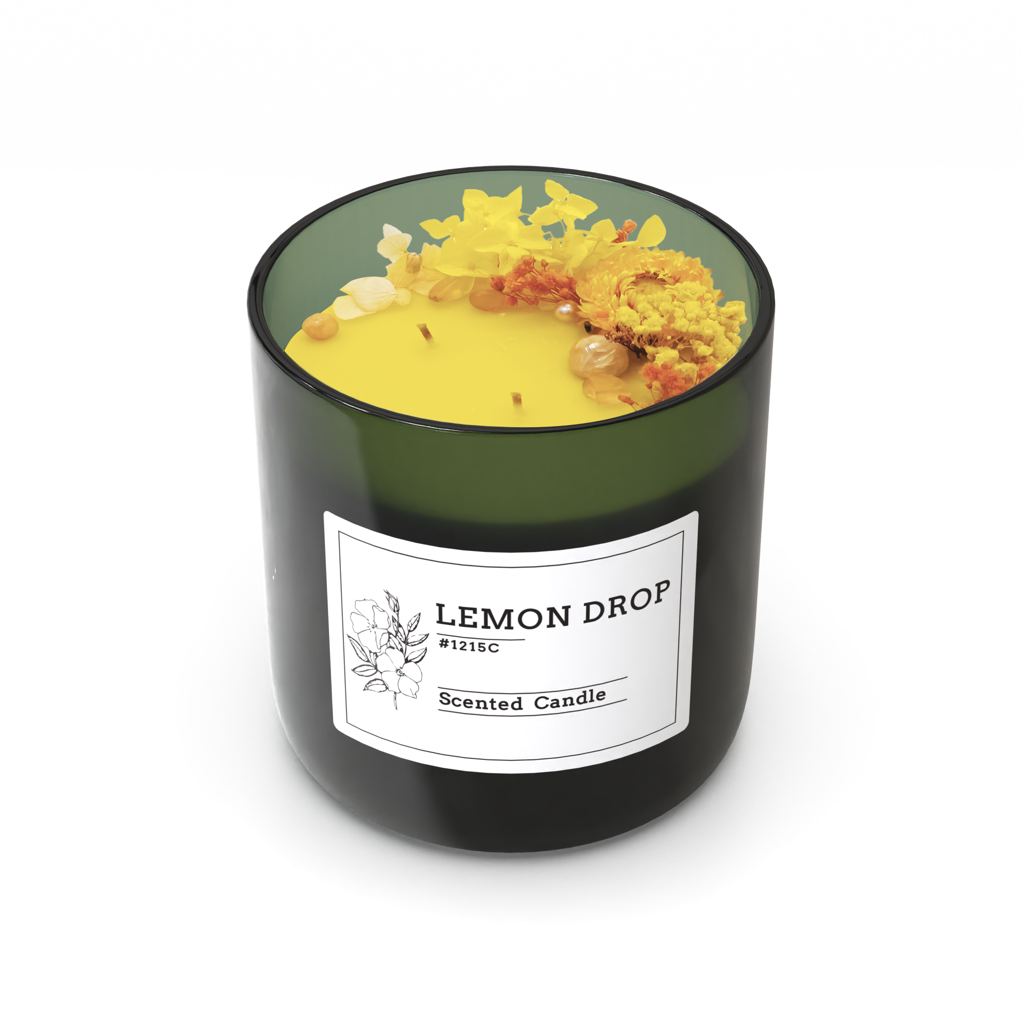 A32P wholesale dried flower scented candles with glass wine bottle ECO-friendly for home decor or gifts