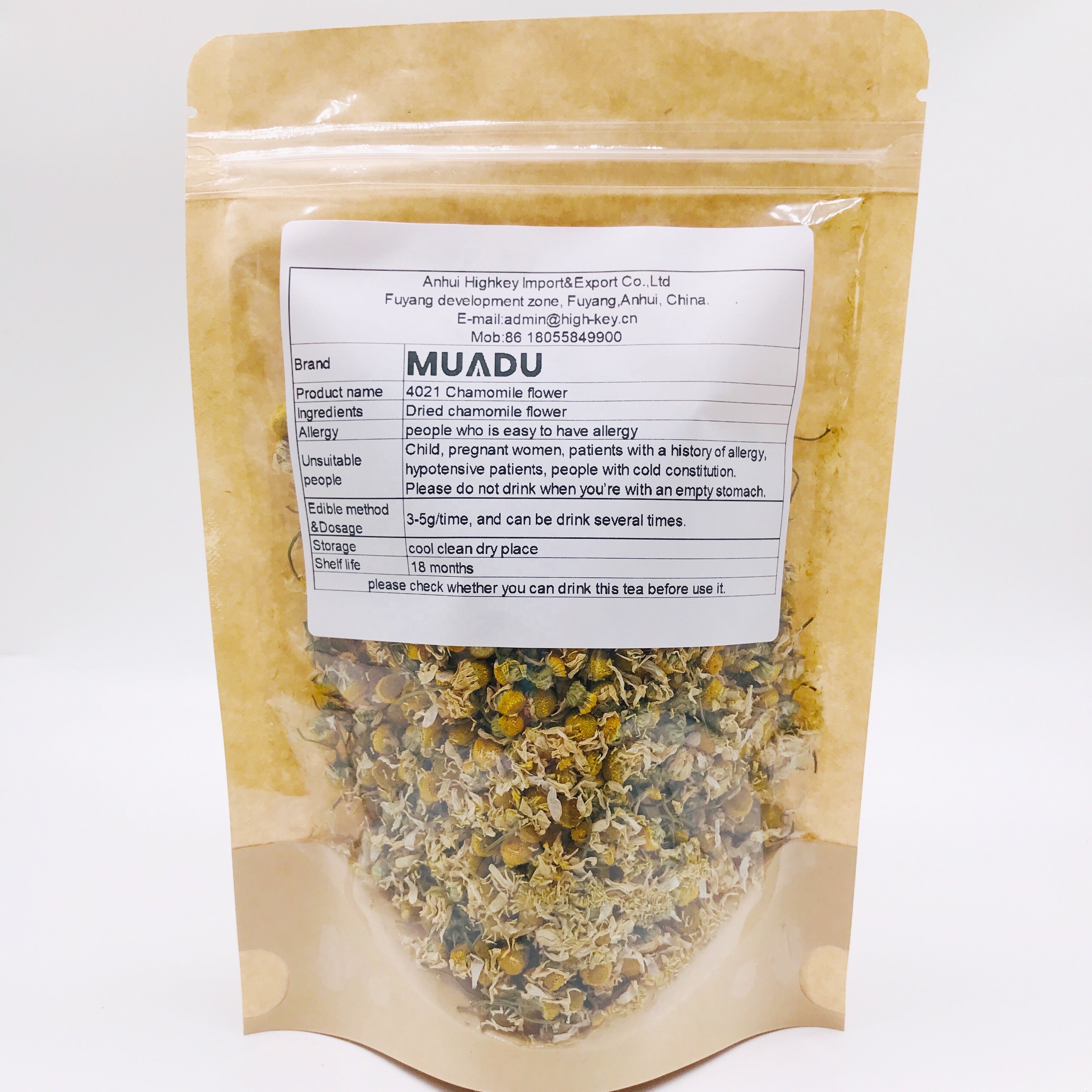 4021 Yang gan ju hot sale dried flower chamomile tea bag with biodegradable corn fiber material