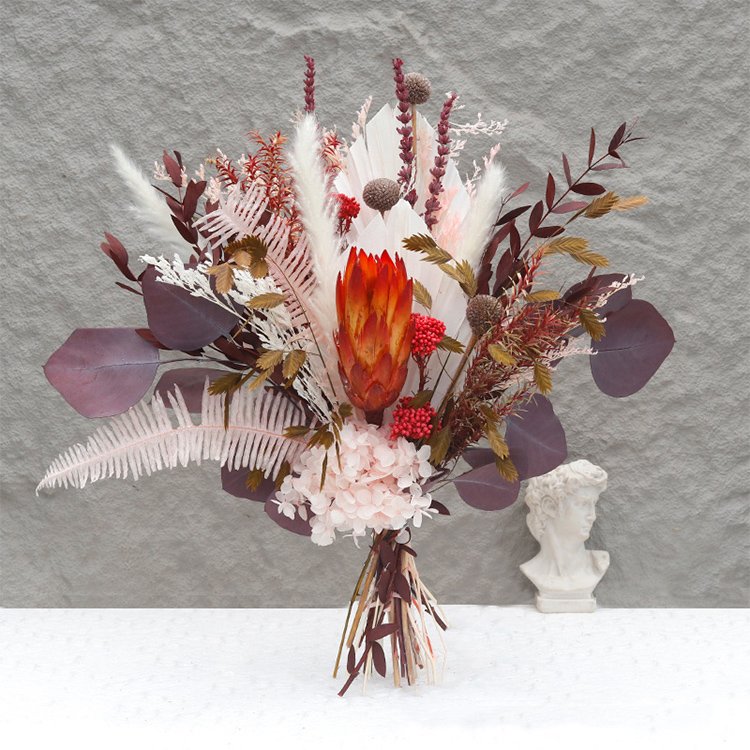 Home Deco Orange Eucalyptus Leaves Decor Bouquet Decoration Wedding Decor Dried Floral Bouquet For Gift