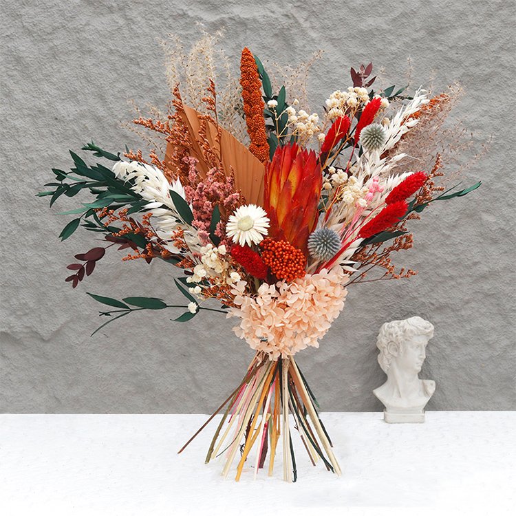 Home Deco Orange Eucalyptus Leaves Decor Bouquet Decoration Wedding Decor Dried Floral Bouquet For Gift