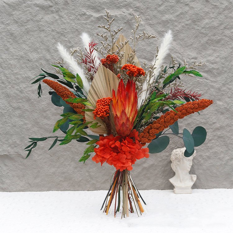 Home Deco Orange Eucalyptus Leaves Decor Bouquet Decoration Wedding Decor Dried Floral Bouquet For Gift