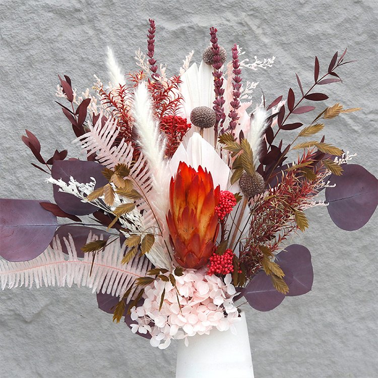 Home Deco Orange Eucalyptus Leaves Decor Bouquet Decoration Wedding Decor Dried Floral Bouquet For Gift