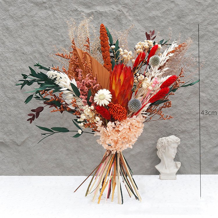 Home Deco Orange Eucalyptus Leaves Decor Bouquet Decoration Wedding Decor Dried Floral Bouquet For Gift