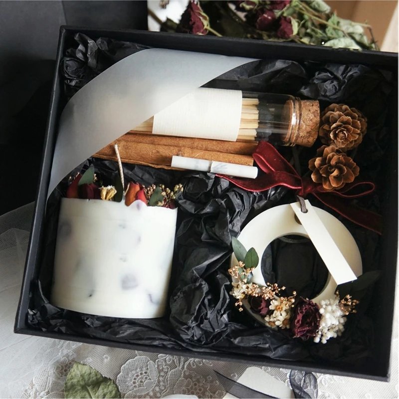 On Sale Luxury Handmade Soy Scented Candle Set Home Decoration Custom Handmade Dried Flower Soy Wax Candles