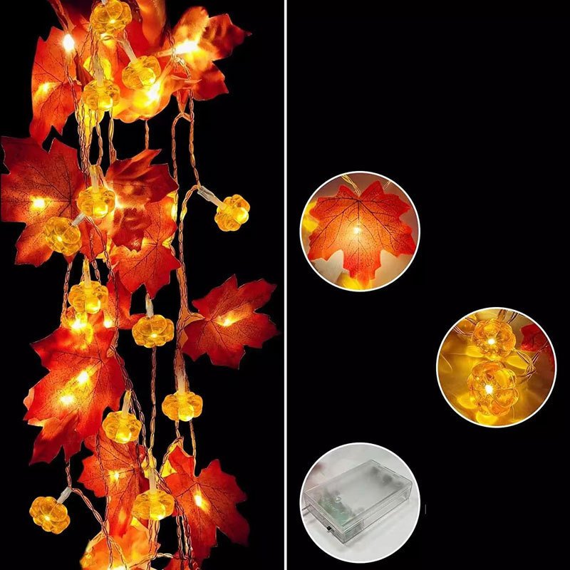 A79 Waterproof Battery Fall Decorations Fall Garland Maple Fall String Lights Decor Thanksgiving Halloween Decor