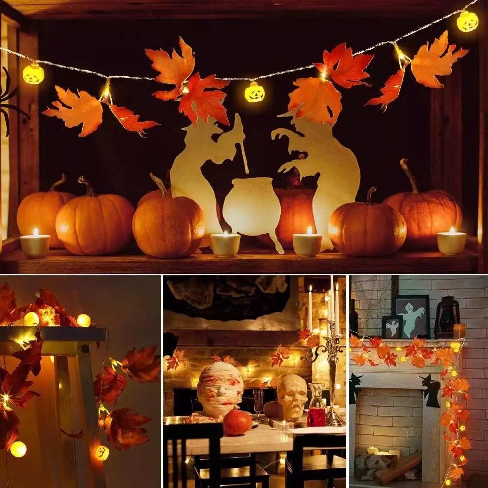 A79 Waterproof Battery Fall Decorations Fall Garland Maple Fall String Lights Decor Thanksgiving Halloween Decor