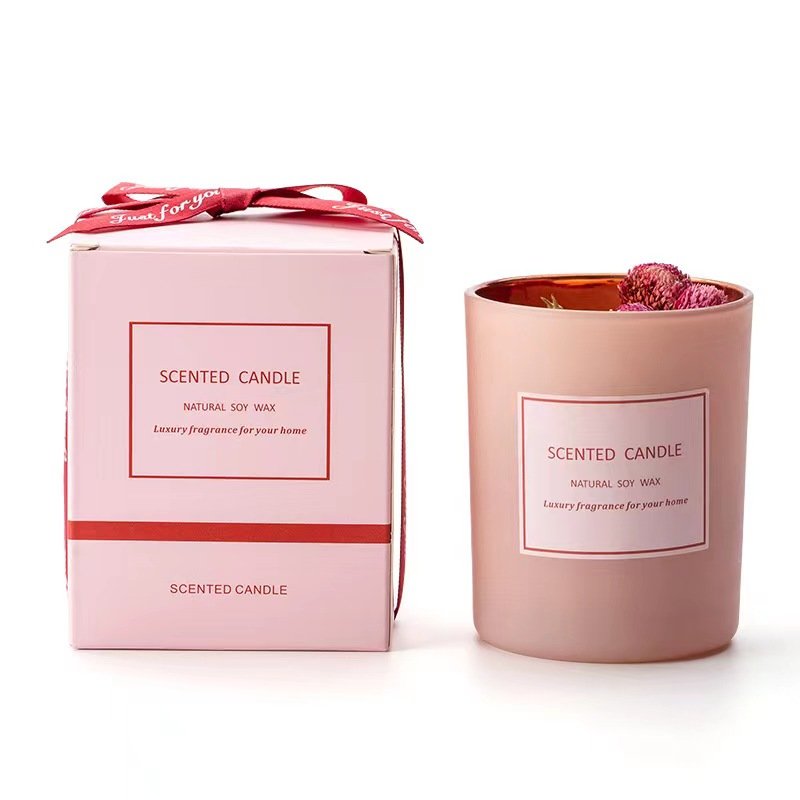 Singhua Wholesale Custom Private Label 5.5 Oz with Dried Flower Natural Soy Wax Scented Candle