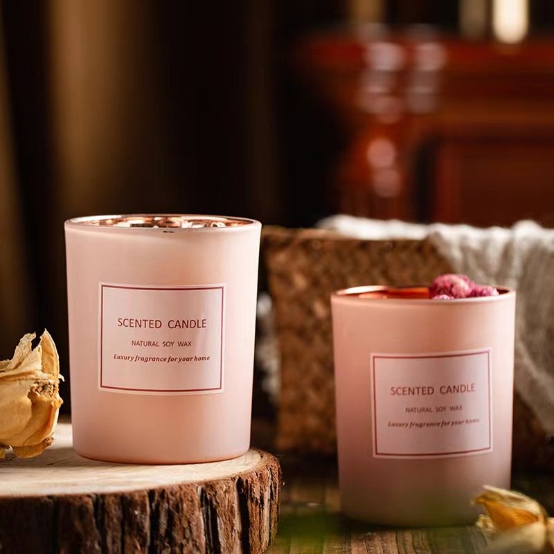 Singhua Wholesale Custom Private Label 5.5 Oz with Dried Flower Natural Soy Wax Scented Candle