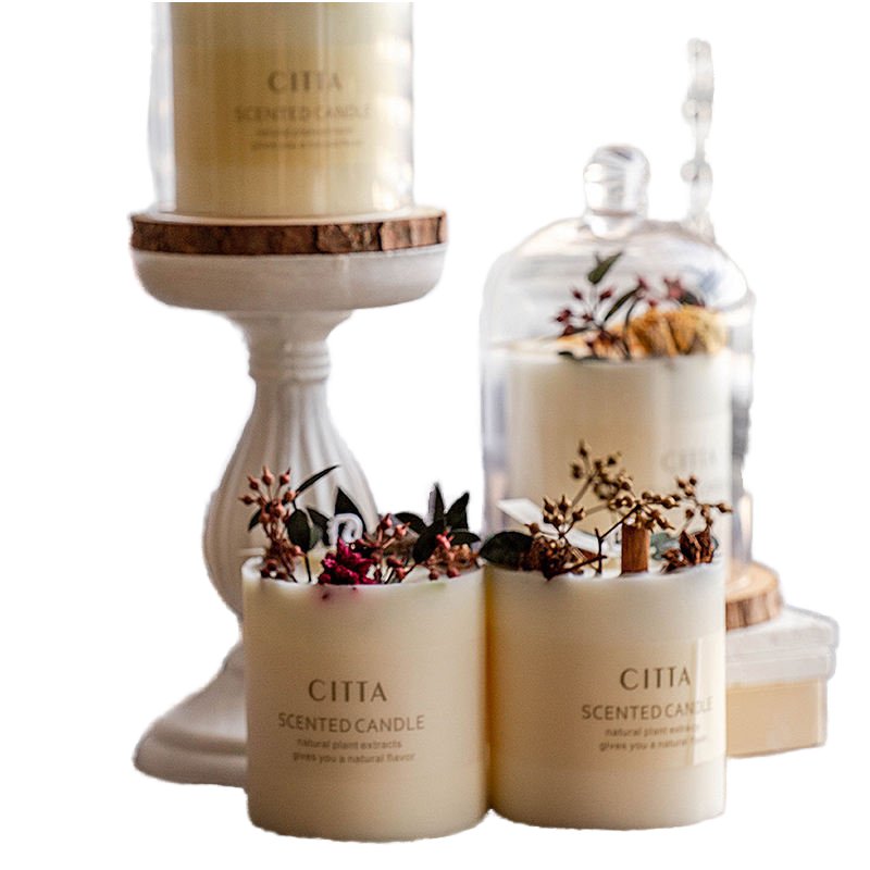 Hot Selling Handmade Candles Various Fragrance Scented Candles Dried Flower Candles White Home Decor Soy Wax for Wedding