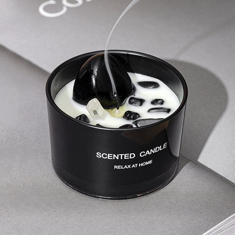 Best Seller Dried Flower Crystal Stone Soy Wax Aromatic Divination Healing Gem Scented Candle