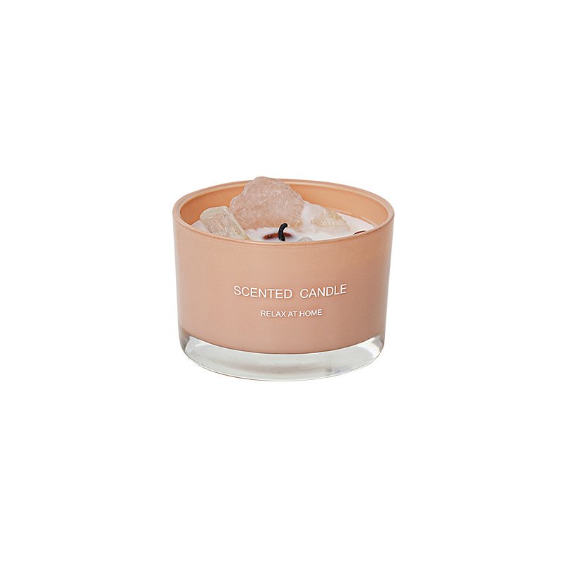 Best Seller Dried Flower Crystal Stone Soy Wax Aromatic Divination Healing Gem Scented Candle