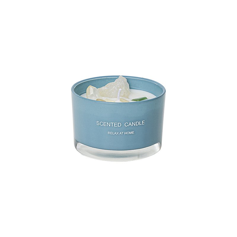 Best Seller Dried Flower Crystal Stone Soy Wax Aromatic Divination Healing Gem Scented Candle