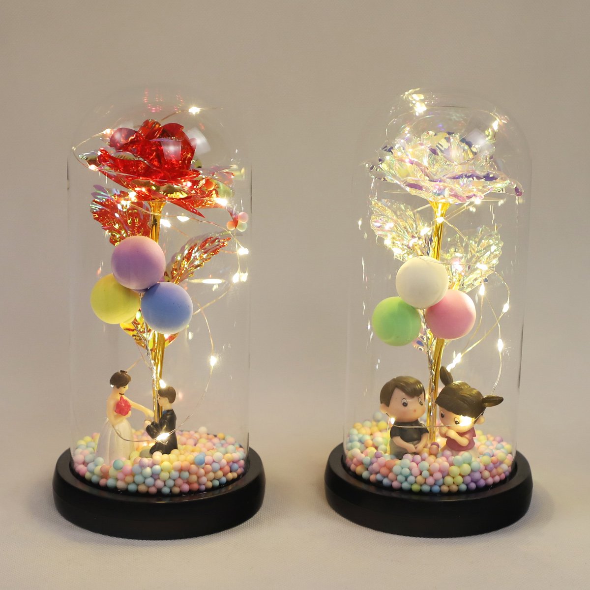 Galaxy Rose Artificial Flower in Glass Dome Forever Rose Cloche LED ornament for sale