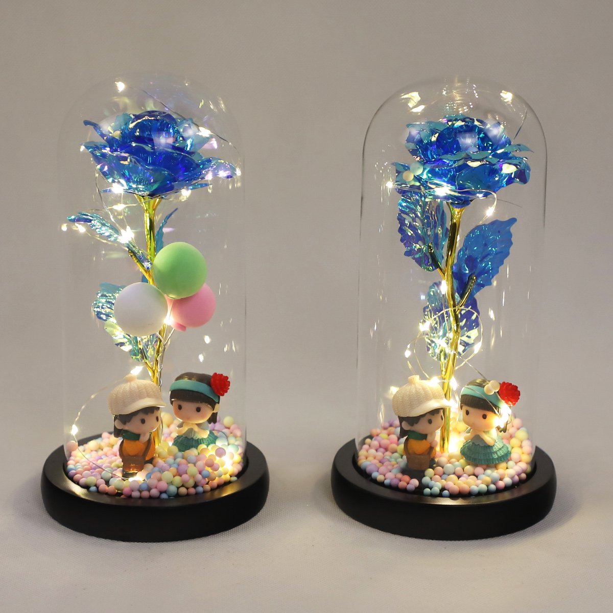 Galaxy Rose Artificial Flower in Glass Dome Forever Rose Cloche LED ornament for sale
