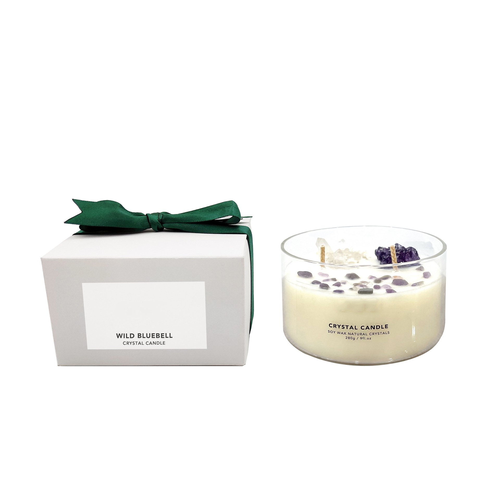 Handmade 100% Soy Wax Scented Candle Luxury Glass Candle Healing Custom Dried Flower Crystal Scented Soy Wax Candle Gift Set