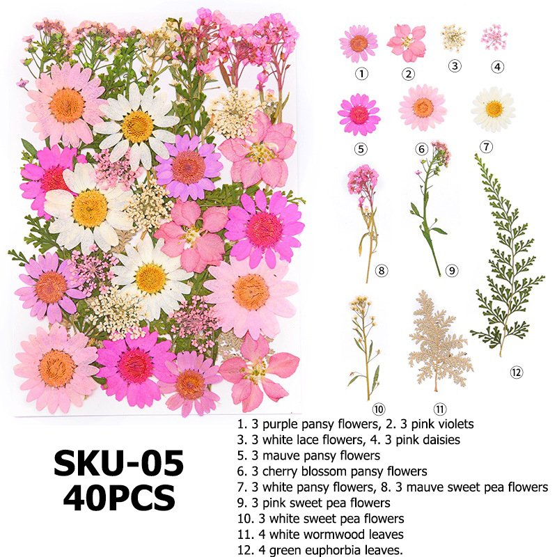 Hot Sell Pressed Dry Flowers Natural Mixed Dried Flower For DIY Epoxy Resin Craft Nail Art Materials Decor Flowers Wedding