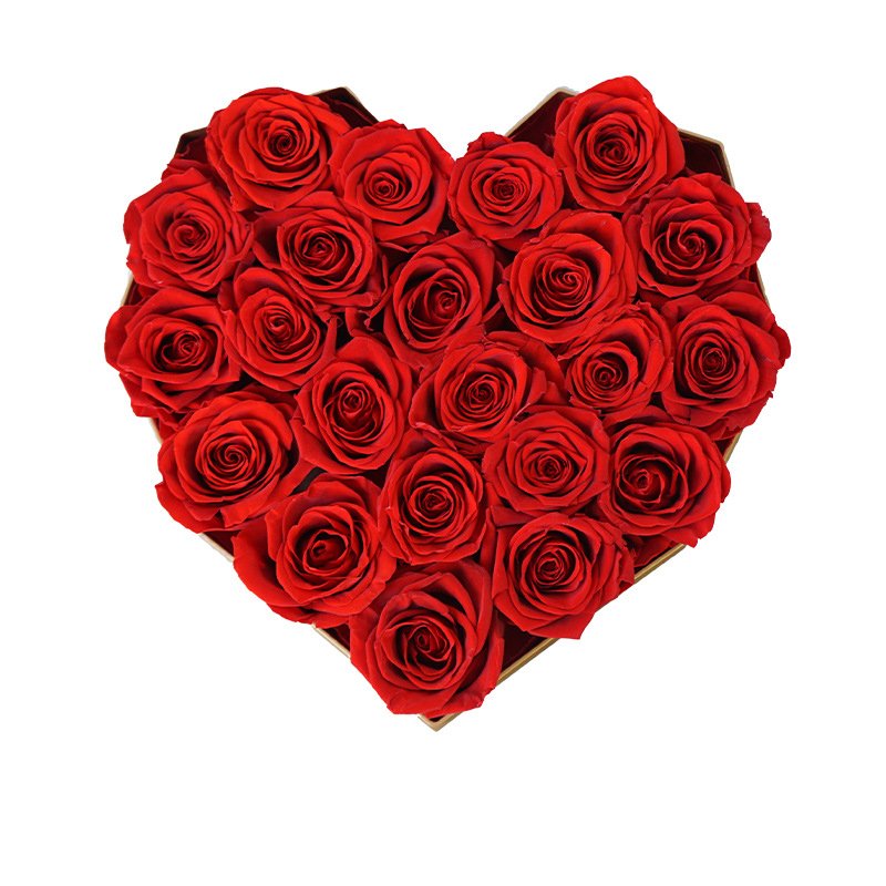 Natural Rose Preserved Roses In High Quality Heart Gift Box For Preserved Flower Bouquet Wedding Gift